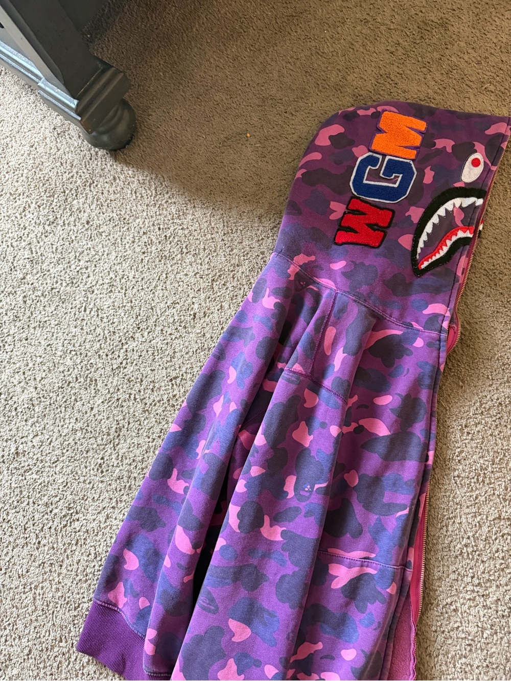 Purple Pink Camo Shark Hoodie with WG Patch